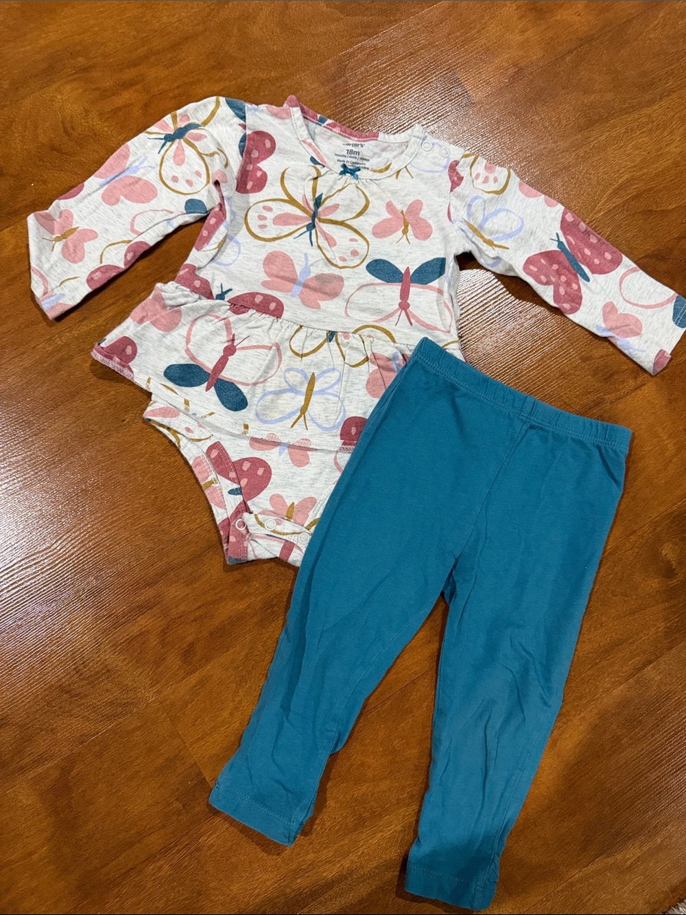 Carter's Butterfly Print Bodysuit with Teal Leggings